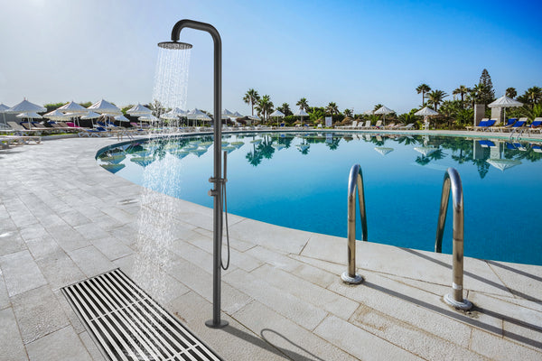 HEATGENE Stainless Steel Matt Black Freestanding Outdoor Shower for Outside/Swimming Pools HG9008-MB
