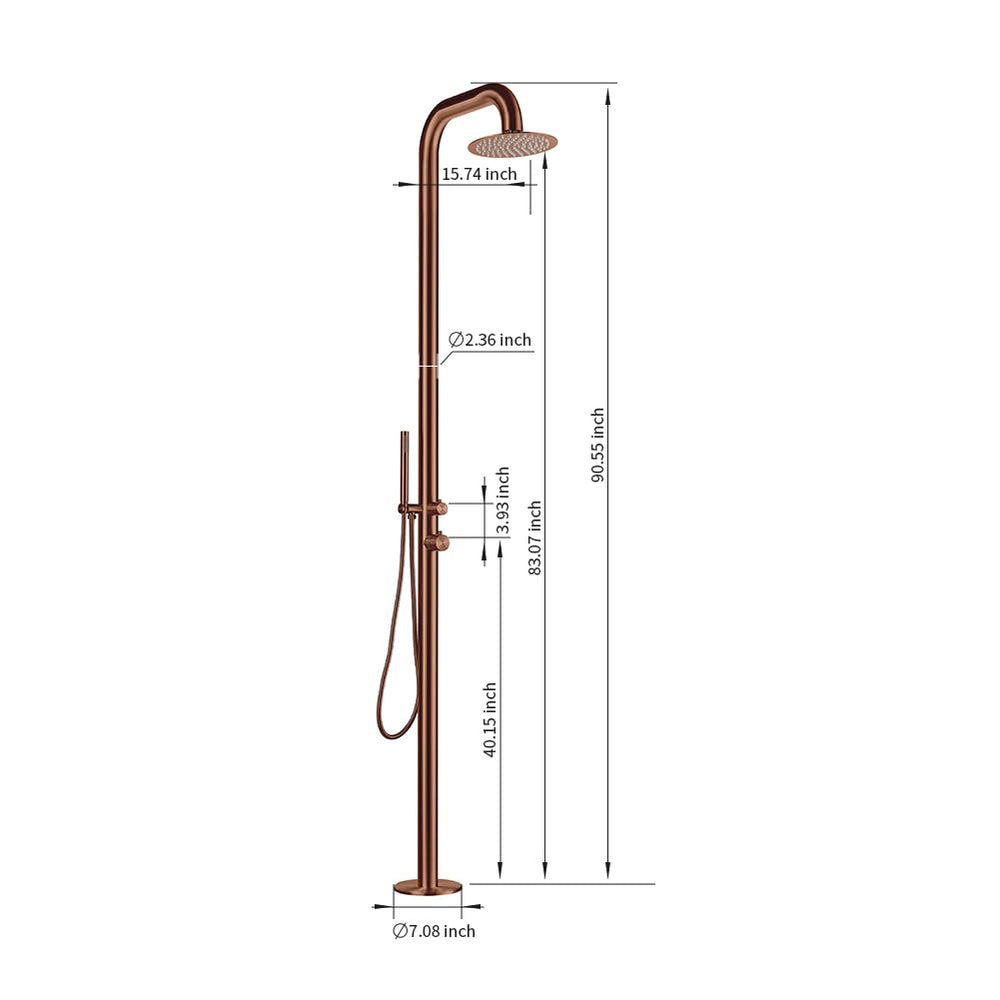 HEATGENE Stainless Steel Freestanding Outdoor Shower for Outside Swimm Heatgene