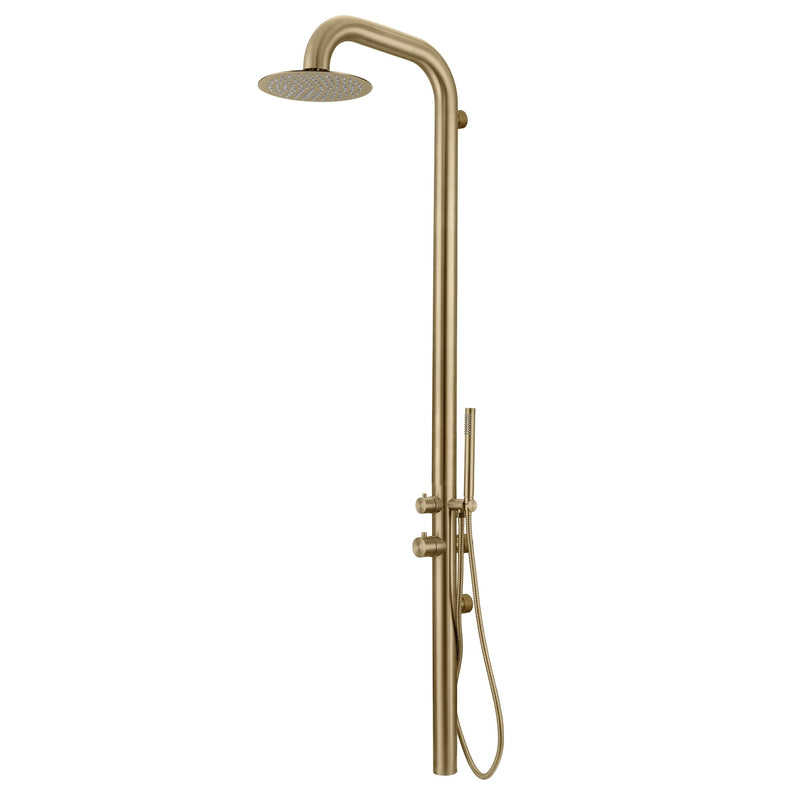 HEATGENE Stainless Steel Brushed Gold Wall-Mounted Outdoor/Indoor Shower - HG9010N-BG