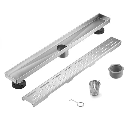 Linear Floor Drain with Removable Decorative Cover, Stainless Steel, 12"/24"/28"/36"/48"