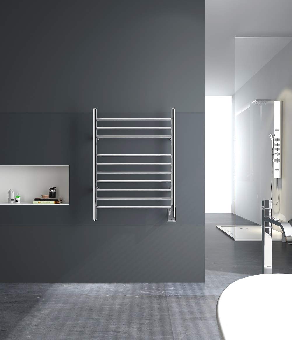 Towel Warmer 10 Bar Hardwired, 24"x32", Wall Mounted Mirror Polish