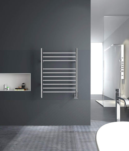 Towel Warmer 10 Bar Hardwired, 24"x32", Wall Mounted Mirror Polish