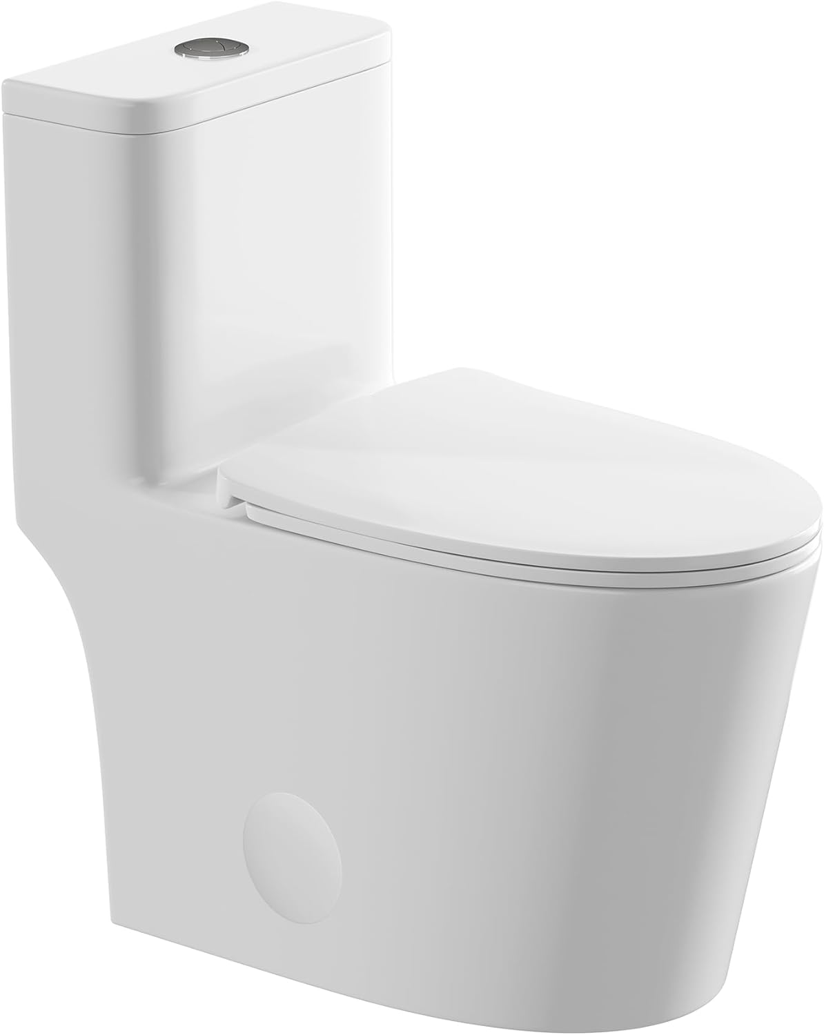 12 in Rough-In 1-Piece, 0.9/1.3 GPF Dual Flush Elongated Toilet in White Ceramic with Soft-Close Seat 17.13 in Height