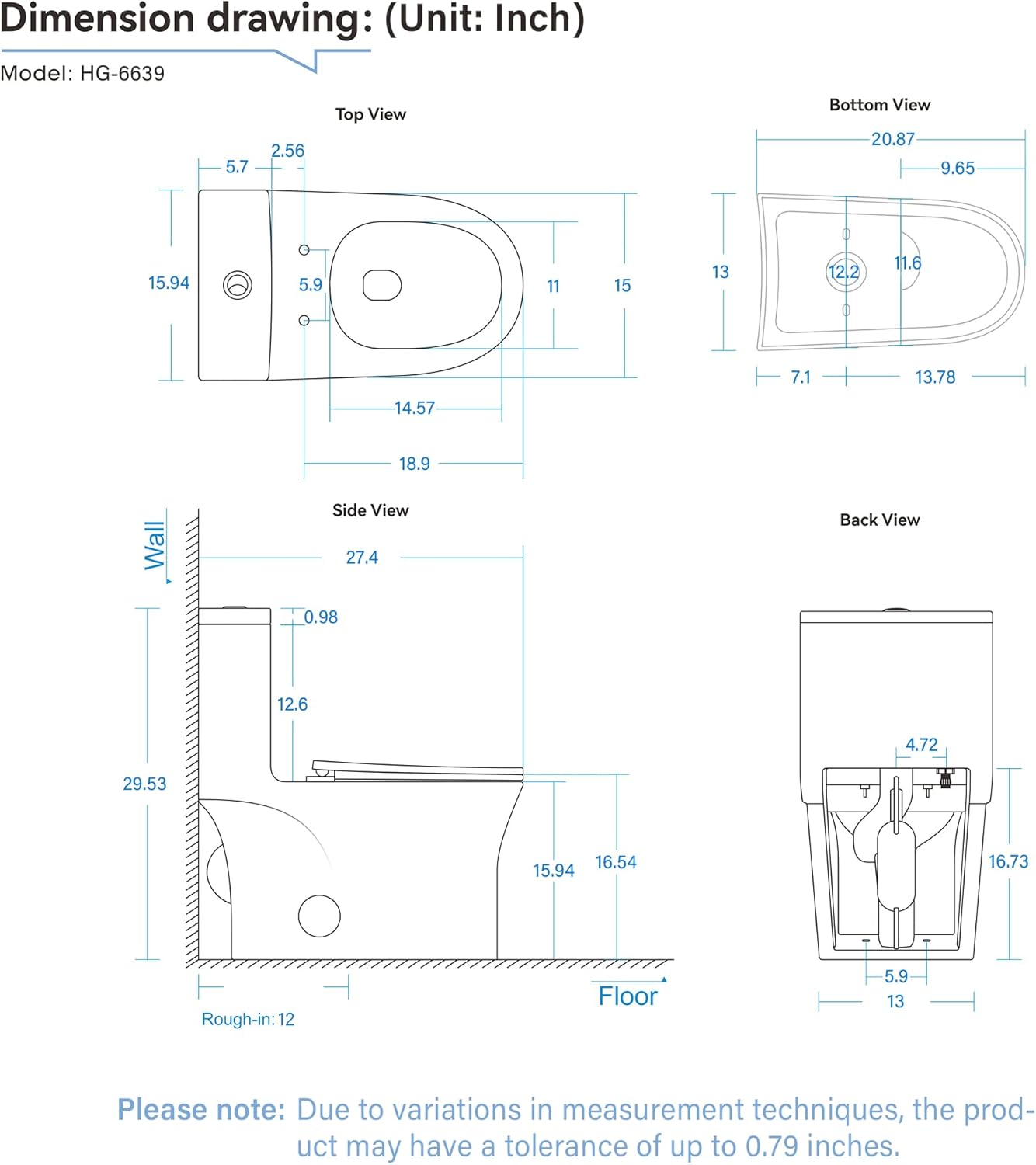 12 in Rough-In 1-Piece, 0.9/1.3 GPF Swirl Flush Elongated Toilet in White Ceramic with Soft-Close Seat 16.54 Height