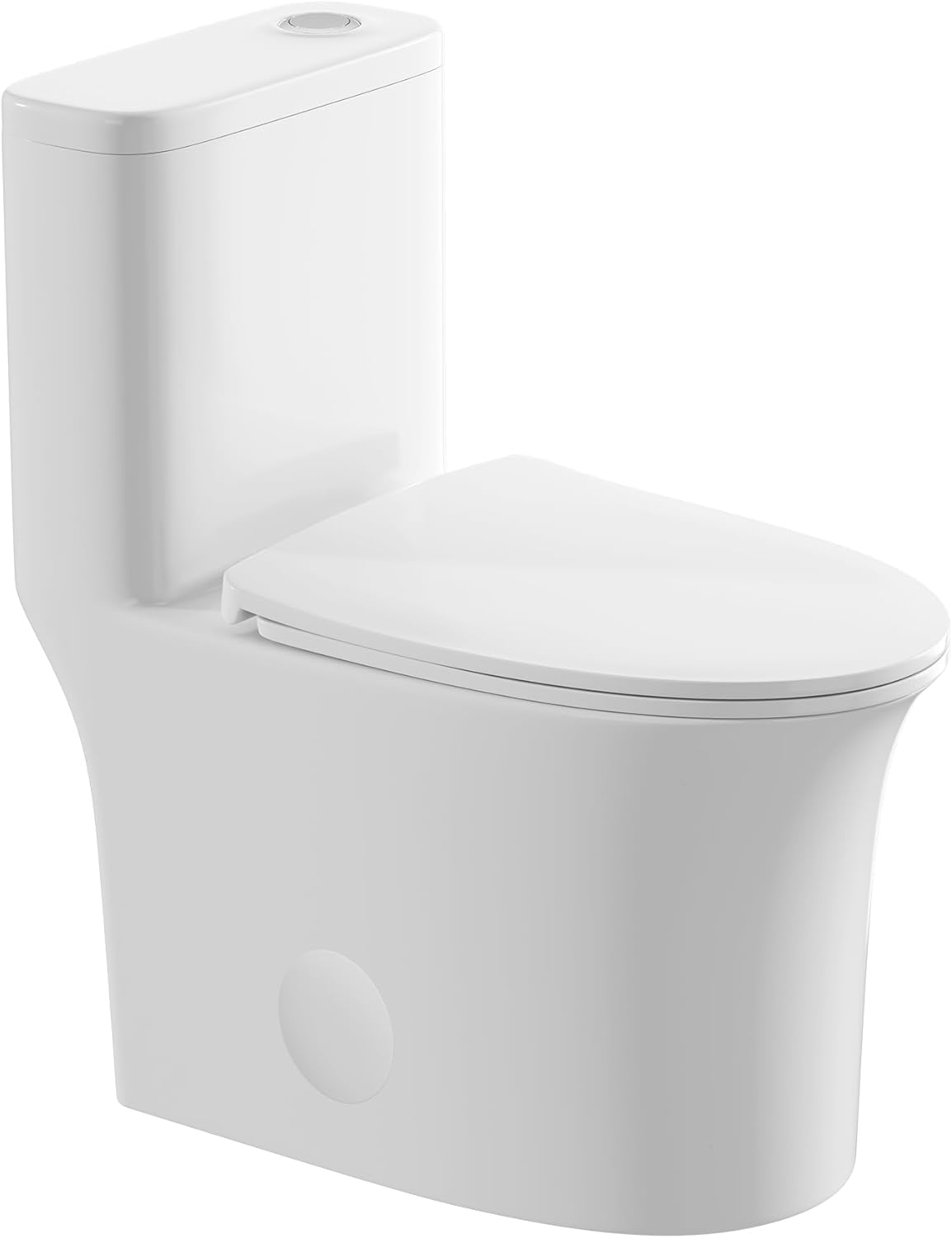 12 in Rough-In 1-Piece, 0.9/1.3 GPF Jet Siphon Flush Elongated Toilet in White Ceramic with Soft-Close Seat