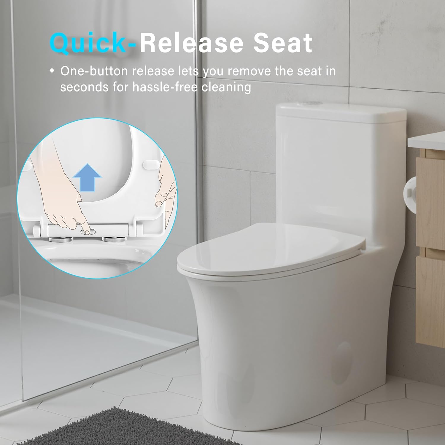 12 in Rough-In 1-Piece, 0.9/1.3 GPF Jet Siphon Flush Elongated Toilet in White Ceramic with Soft-Close Seat