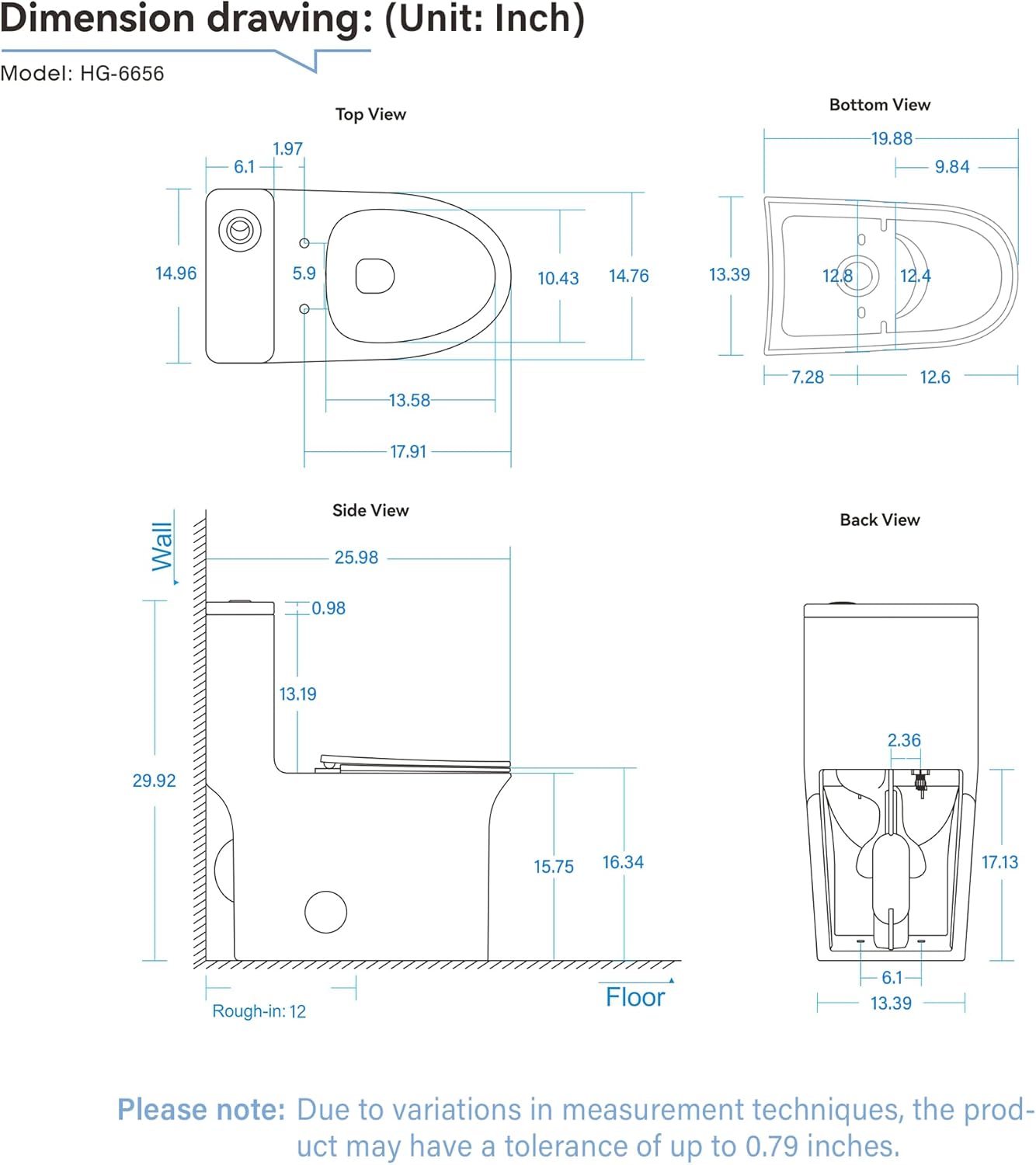 12 in Rough-In 1-Piece, 0.9/1.3 GPF Jet Siphon Flush Elongated Toilet in White Ceramic with Soft-Close Seat