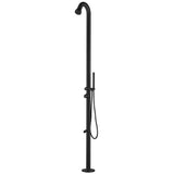 Outdoor Shower with Hot/Cold Water, Wand Hand and Foot Wash Spout Matte Black