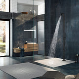 Outdoor Shower with Hot/Cold Water, Wand Hand and Foot Wash Spout Matte Black