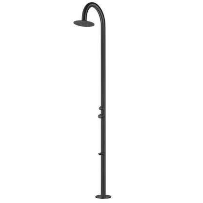 Outdoor Shower with Foot Spout Rinse Matte Black