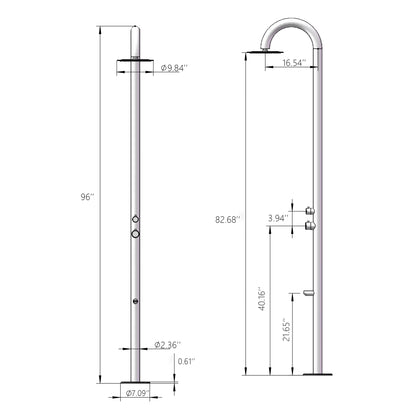 Outdoor Shower with Foot Spout Rinse Matte Black