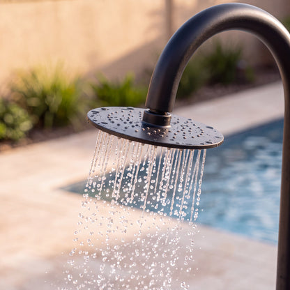 Outdoor Shower with Foot Spout Rinse Matte Black