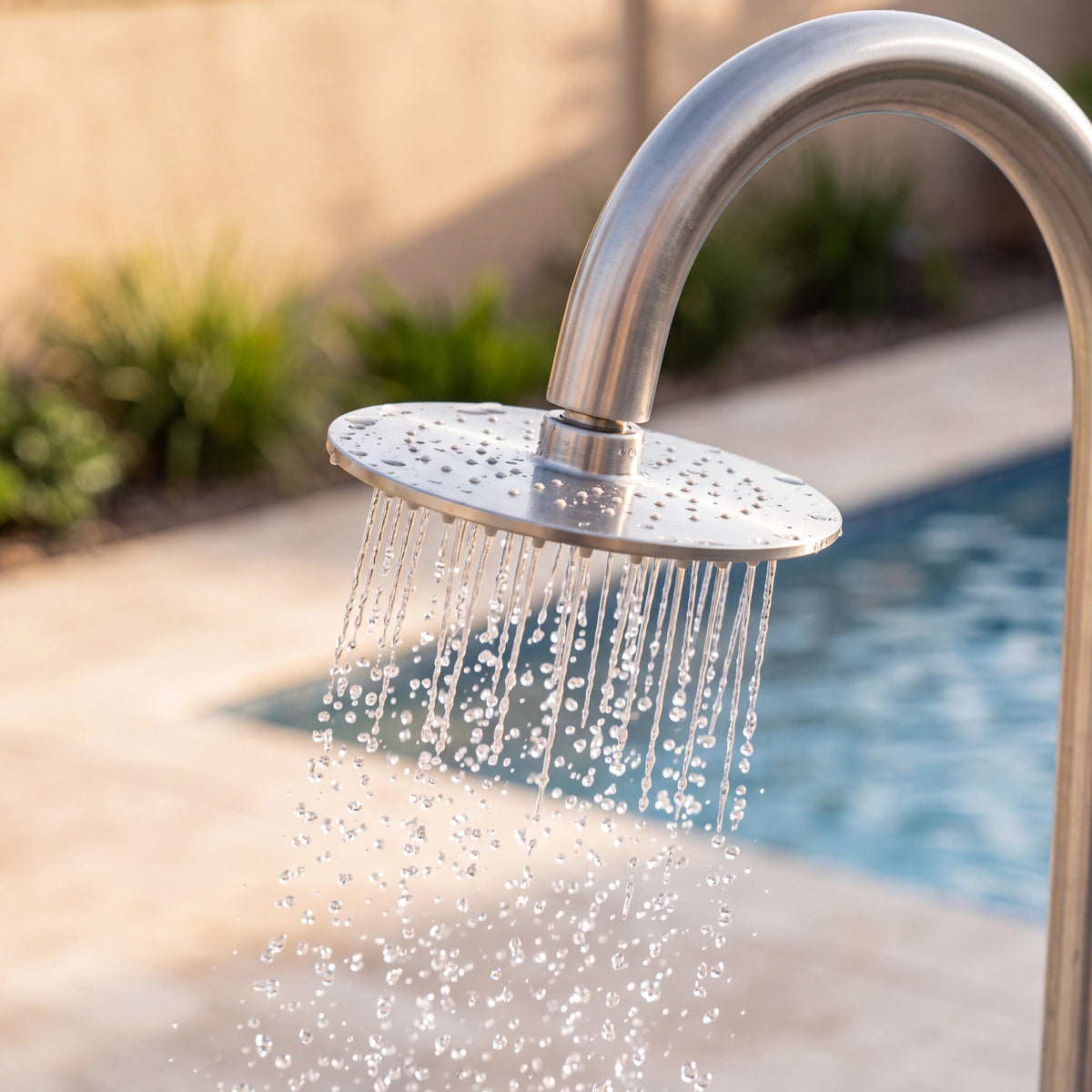 Outdoor Shower with Foot Spout Rinse Brushed