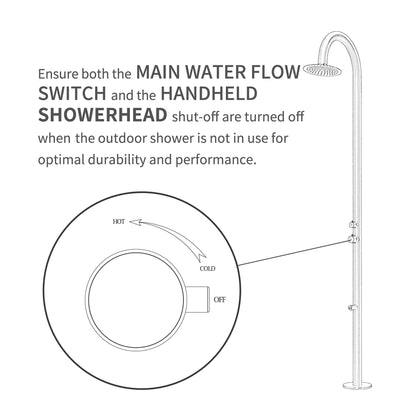 Outdoor Shower with Foot Spout Rinse Brushed