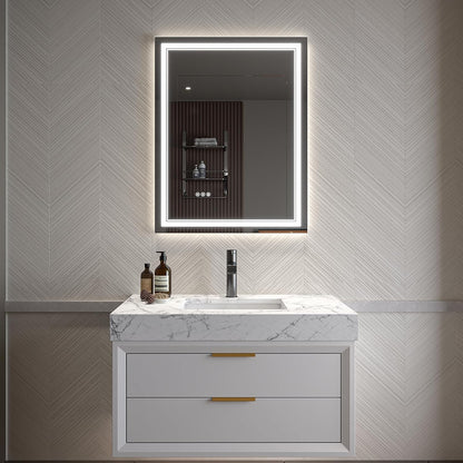 LED Bathroom Mirror – Anti-Fog, Dimmable Front & Backlit Wall Mirror 36” x 28"