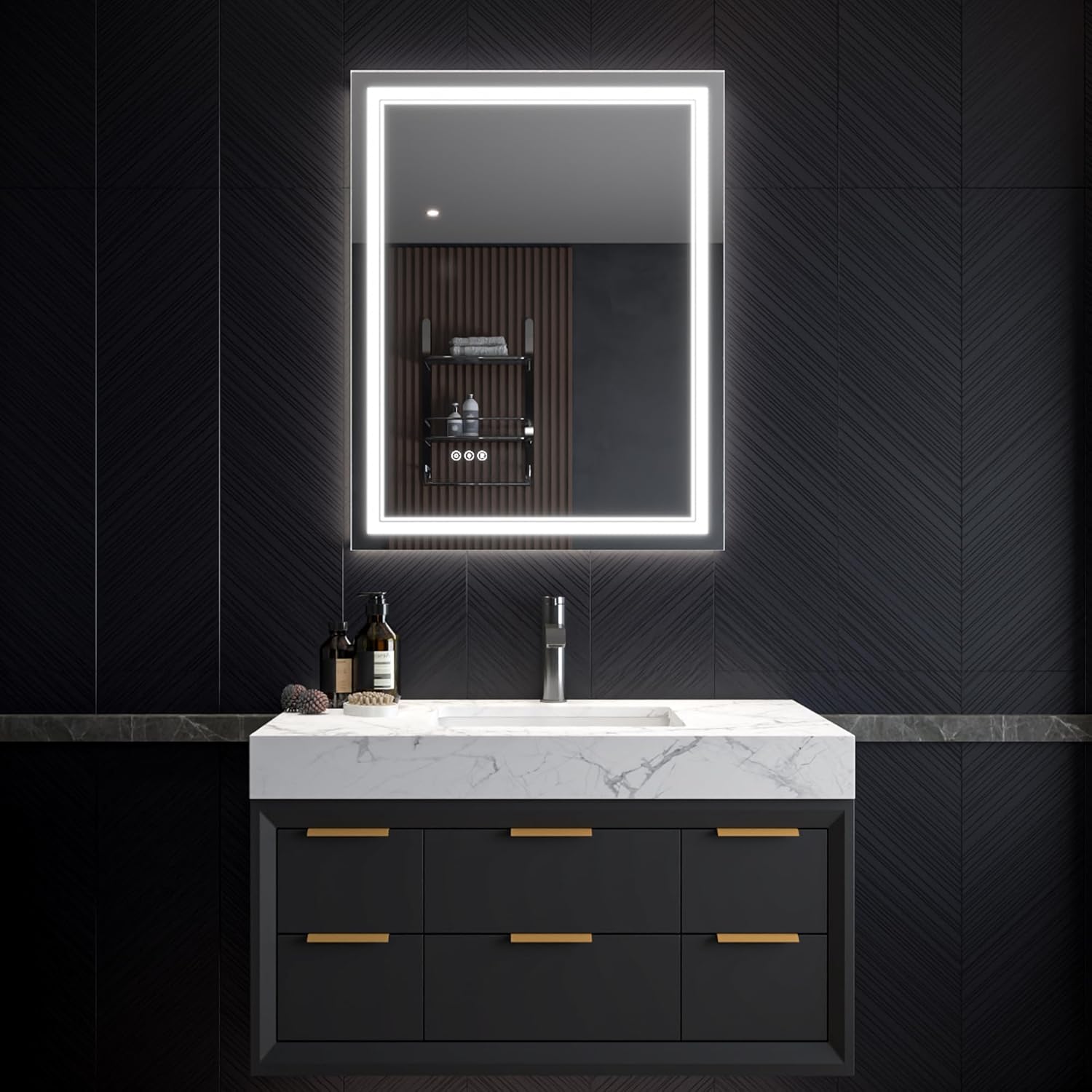 LED Bathroom Mirror – Anti-Fog, Dimmable Front & Backlit Wall Mirror 36” x 28"