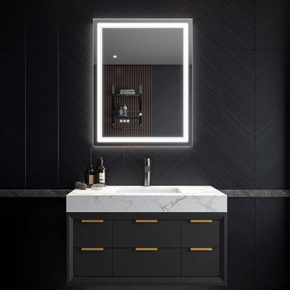 LED Bathroom Mirror – Anti-Fog, Dimmable Front & Backlit Wall Mirror 36” x 28"