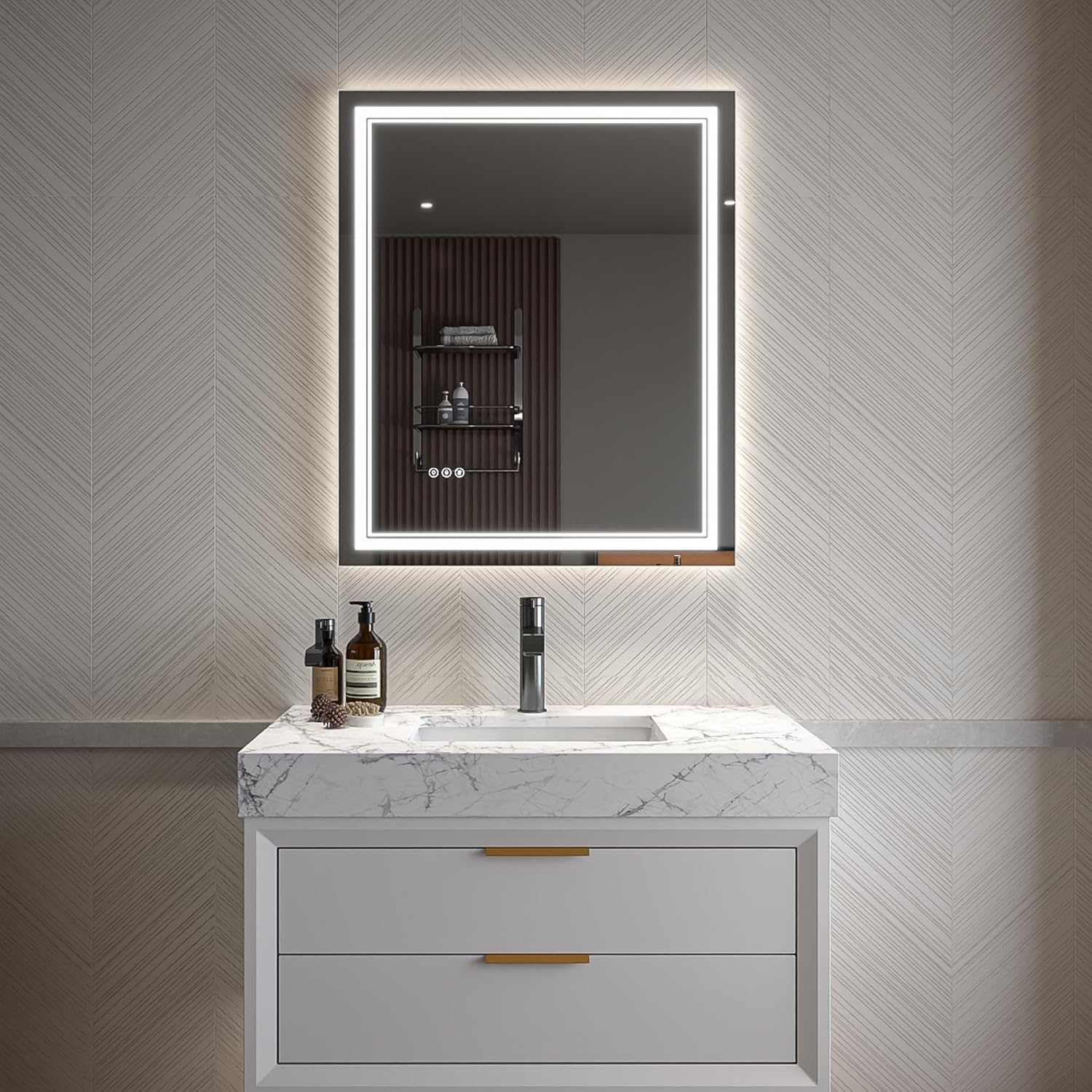 LED Bathroom Mirror – Anti-Fog, Dimmable Front & Backlit Wall Mirror 36” x 30"
