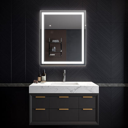LED Bathroom Mirror – Anti-Fog, Dimmable Front & Backlit Wall Mirror 36” x 30"