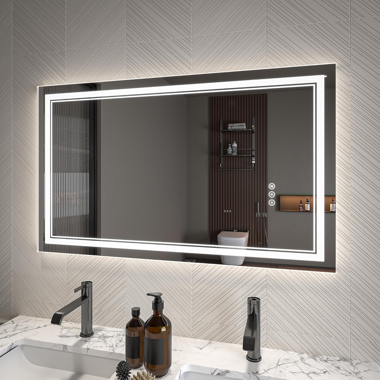 LED Bathroom Mirror – Anti-Fog, Dimmable Front & Backlit Wall Mirror 24” x 40"