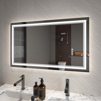 LED Bathroom Mirror – Anti-Fog, Dimmable Front & Backlit Wall Mirror 24” x 40"