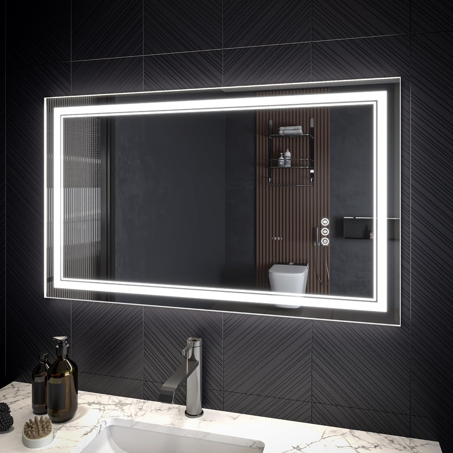 LED Bathroom Mirror – Anti-Fog, Dimmable Front & Backlit Wall Mirror 24” x 40"