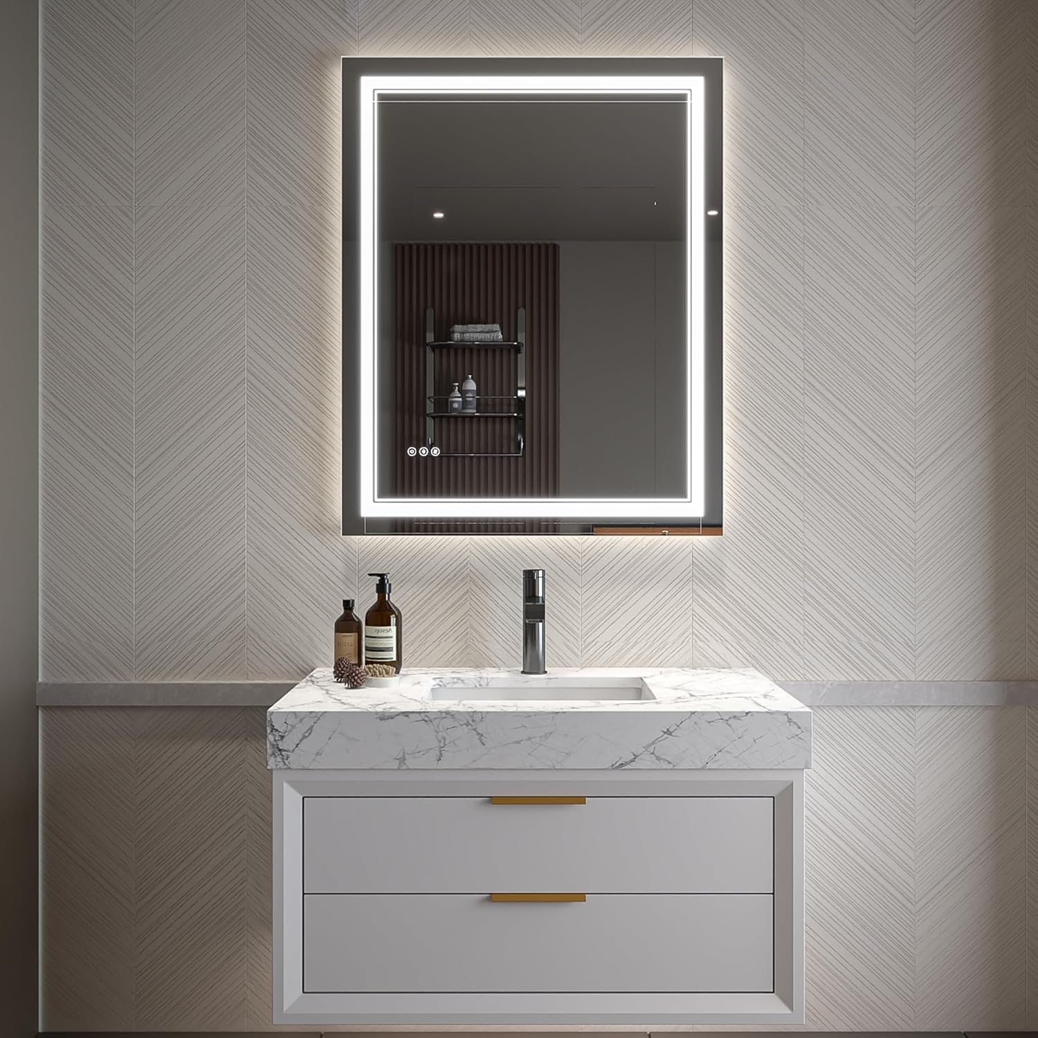 LED Bathroom Mirror – Anti-Fog, Dimmable Front & Backlit Wall Mirror 32” x 40"