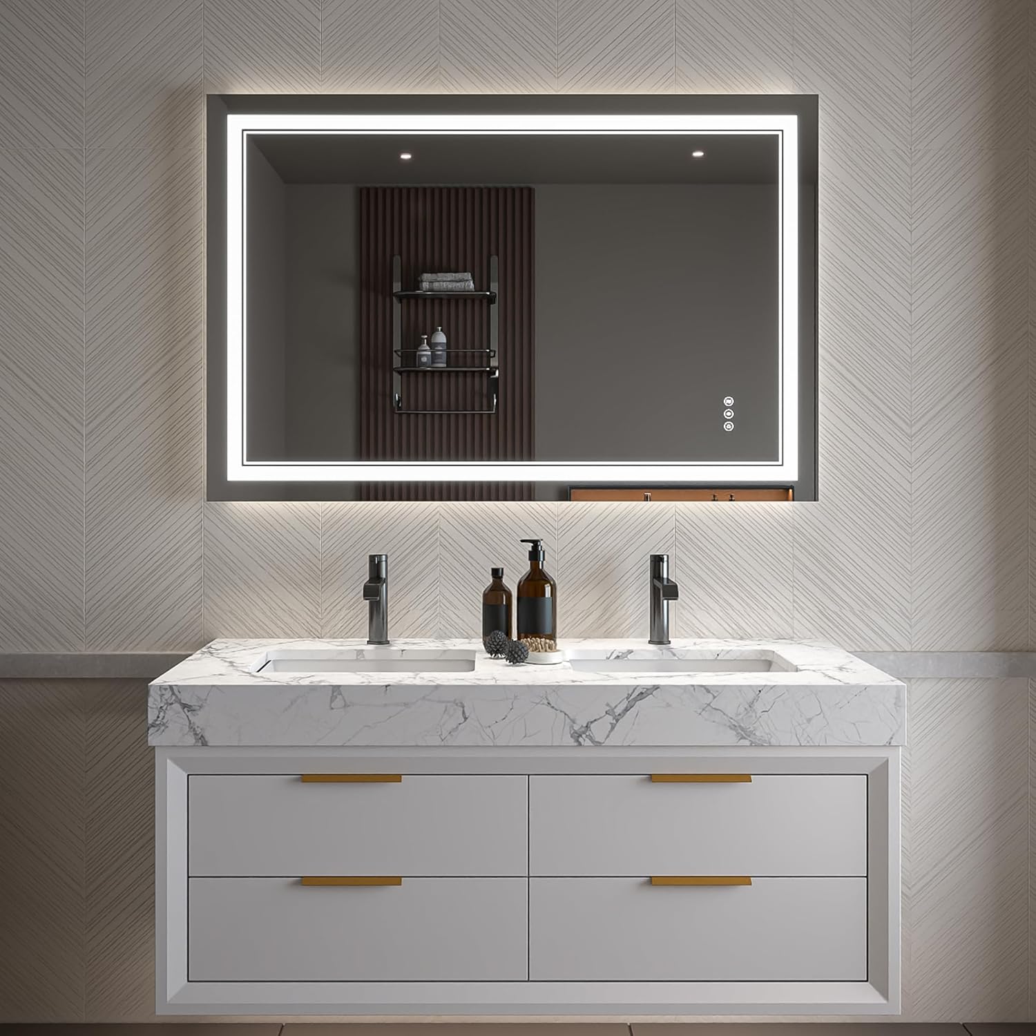 LED Bathroom Mirror – Anti-Fog, Dimmable Front & Backlit Wall Mirror 32” x 48"