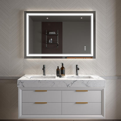 LED Bathroom Mirror – Anti-Fog, Dimmable Front & Backlit Wall Mirror 32” x 48"