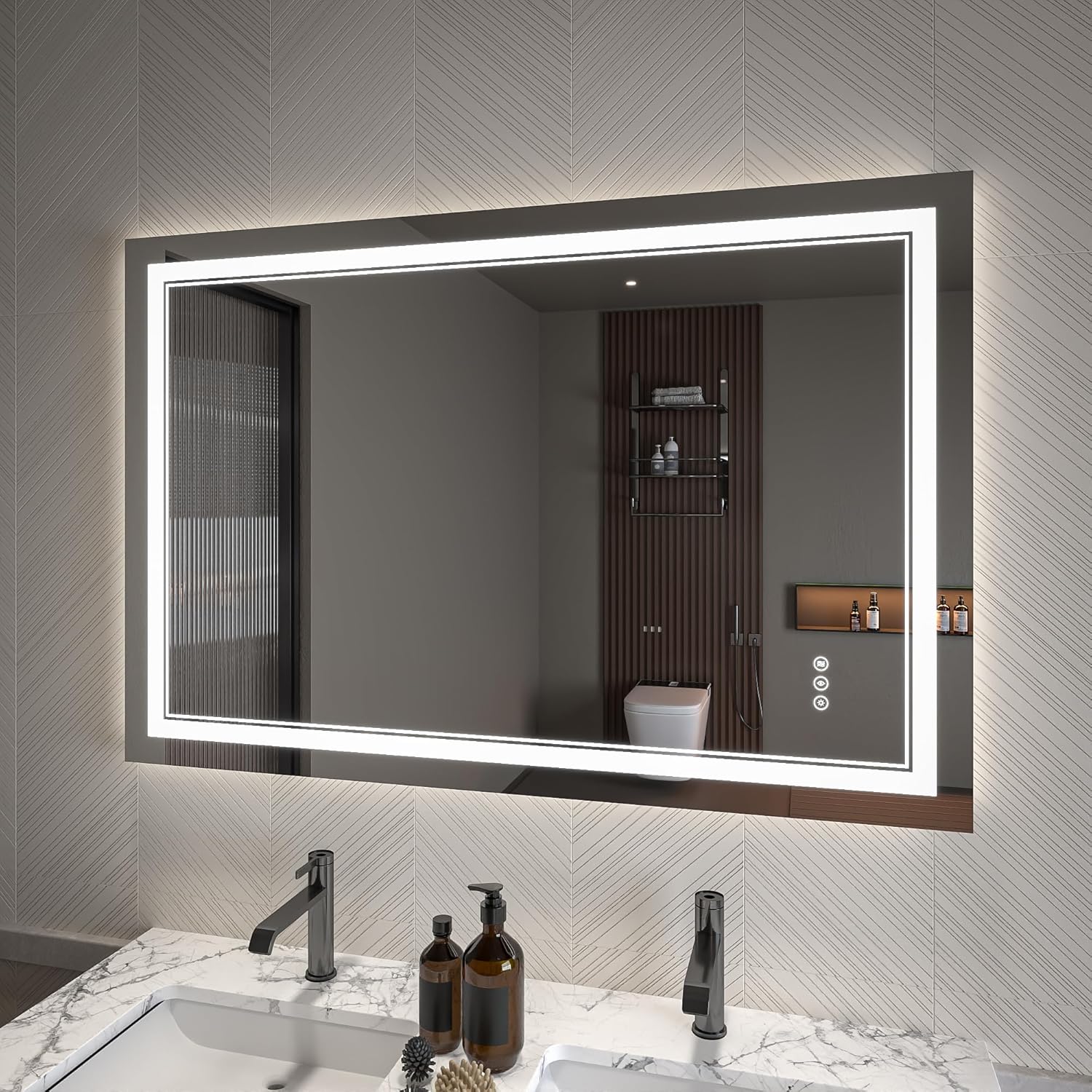 LED Bathroom Mirror – Anti-Fog, Dimmable Front & Backlit Wall Mirror 32” x 48"