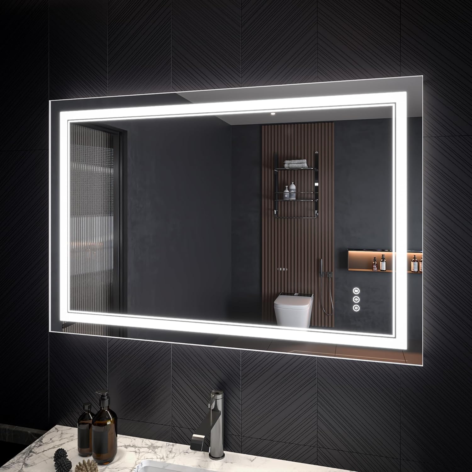 LED Bathroom Mirror – Anti-Fog, Dimmable Front & Backlit Wall Mirror 32” x 48"