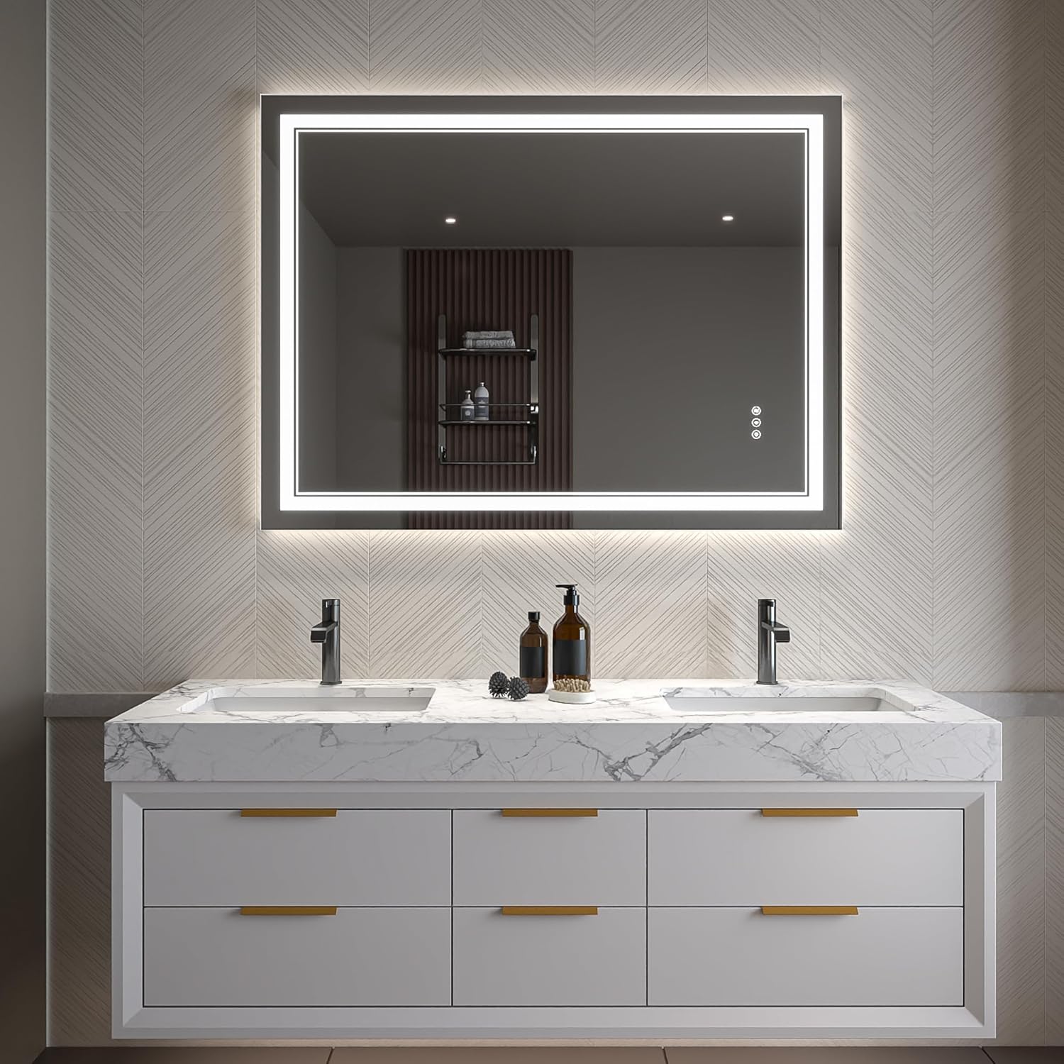 LED Bathroom Mirror – Anti-Fog, Dimmable Front & Backlit Wall Mirror 36” x 48"