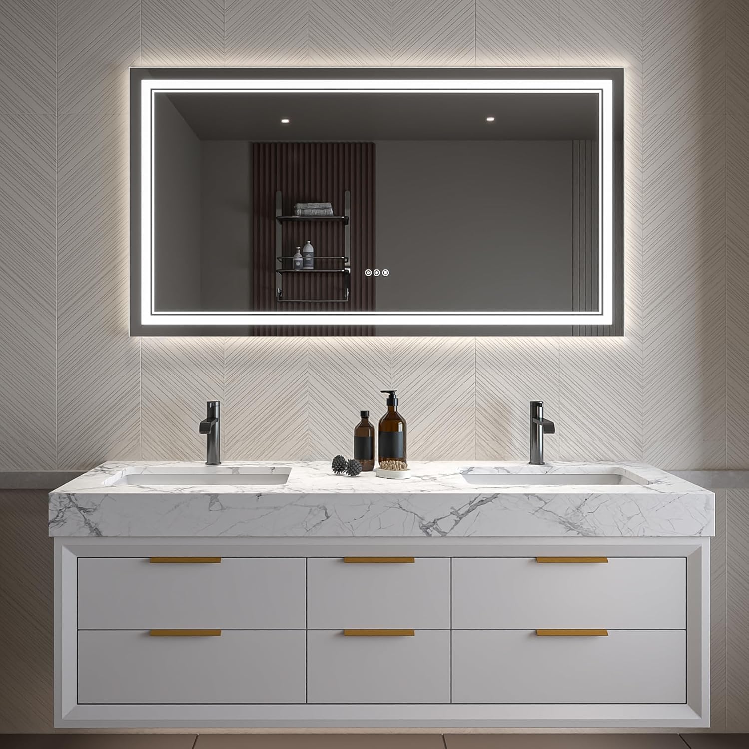 LED Bathroom Mirror – Anti-Fog, Dimmable Front & Backlit Wall Mirror 30” x 55"