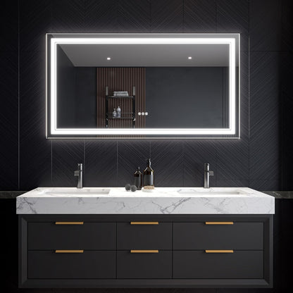 LED Bathroom Mirror – Anti-Fog, Dimmable Front & Backlit Wall Mirror 30” x 55"