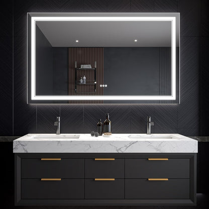 LED Bathroom Mirror – Anti-Fog, Dimmable Front & Backlit Wall Mirror 36” x 60"
