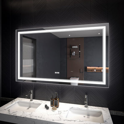 LED Bathroom Mirror – Anti-Fog, Dimmable Front & Backlit Wall Mirror 36” x 60"