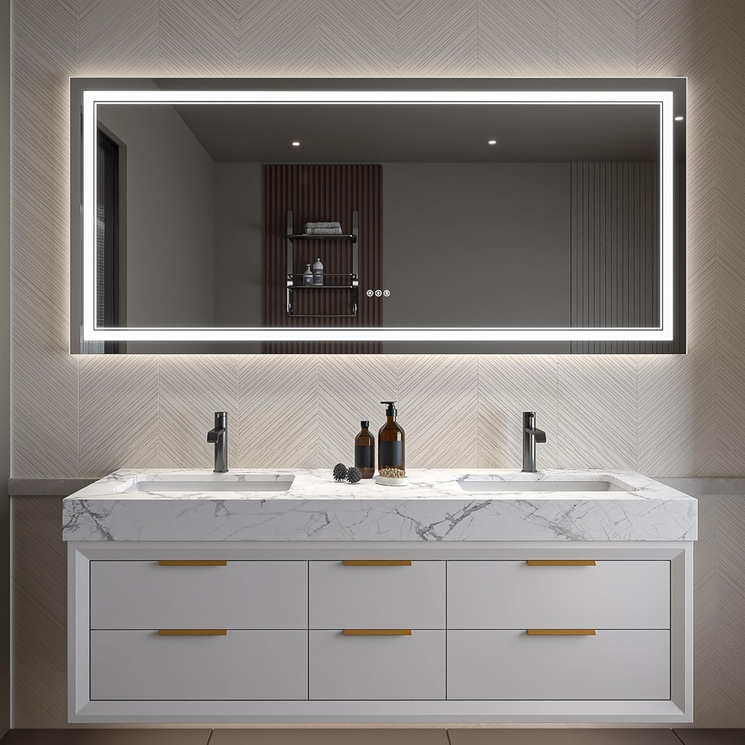 LED Bathroom Mirror – Anti-Fog, Dimmable Front & Backlit Wall Mirror 32” x 72"