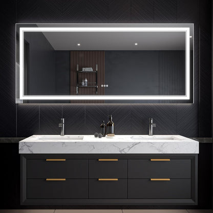 LED Bathroom Mirror – Anti-Fog, Dimmable Front & Backlit Wall Mirror 32” x 72"