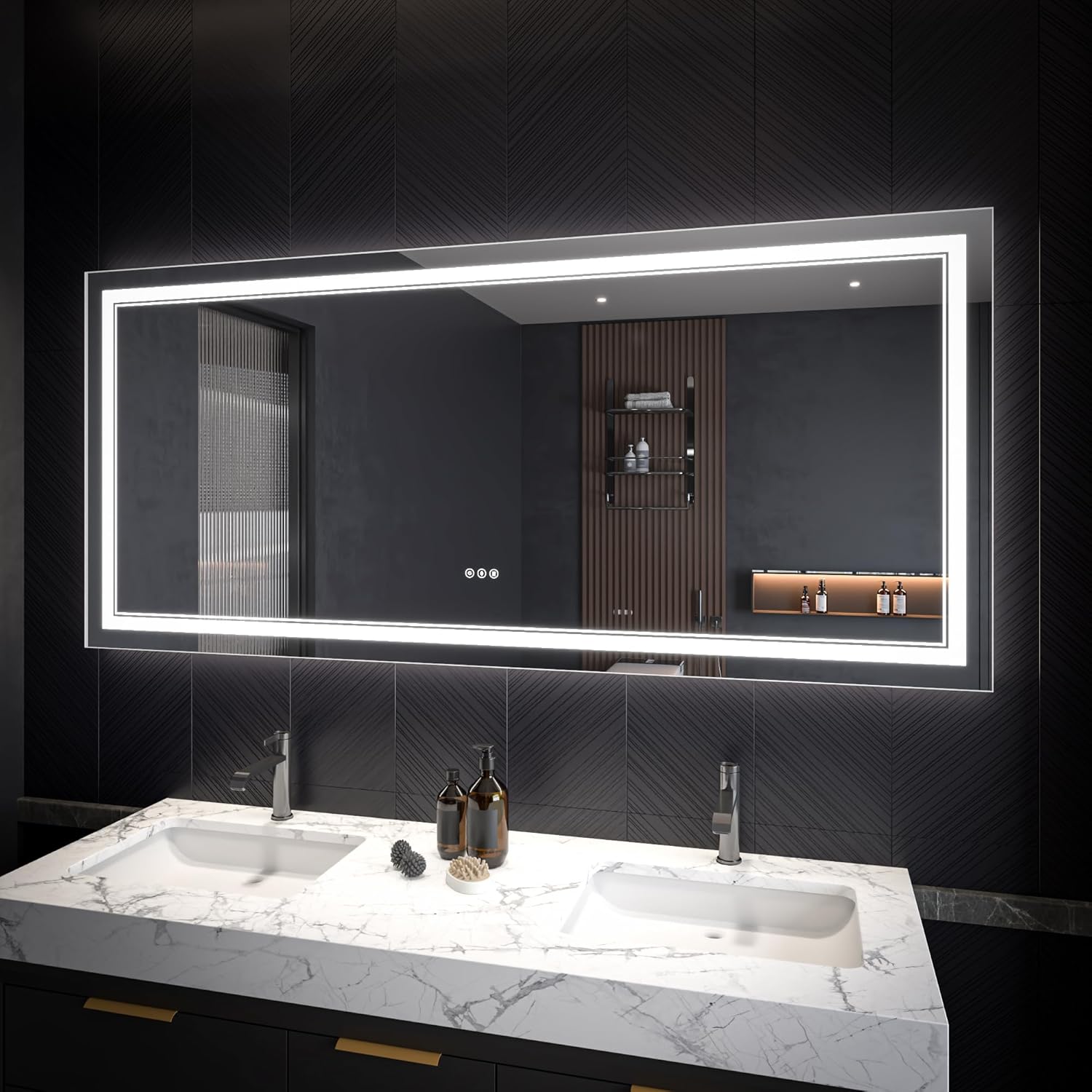LED Bathroom Mirror – Anti-Fog, Dimmable Front & Backlit Wall Mirror 32” x 72"