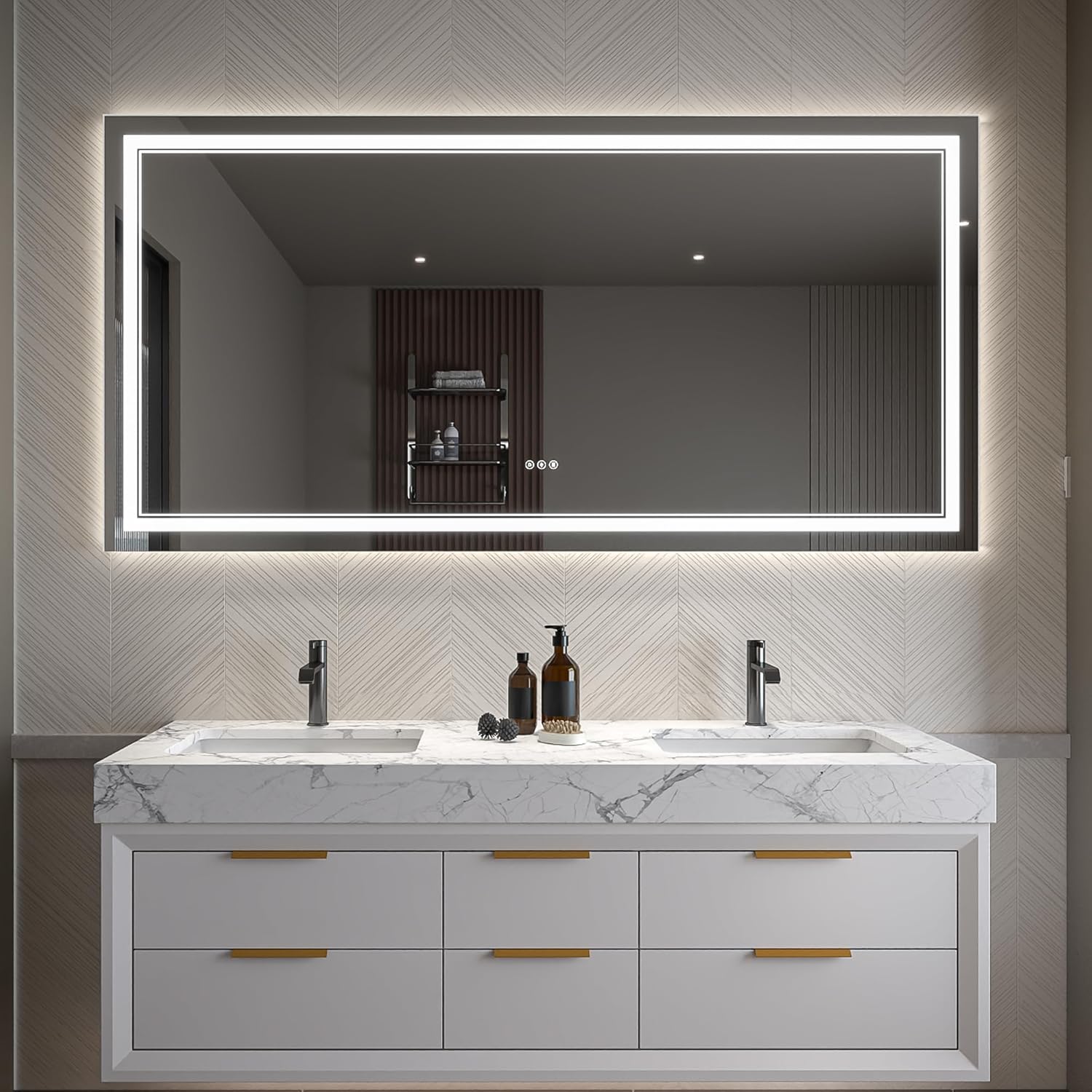 LED Bathroom Mirror – Anti-Fog, Dimmable Front & Backlit Wall Mirror 36” x 72"