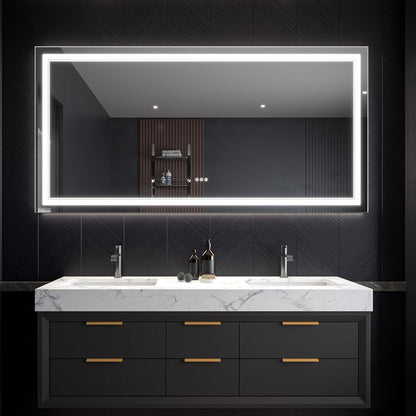 LED Bathroom Mirror – Anti-Fog, Dimmable Front & Backlit Wall Mirror 36” x 72"