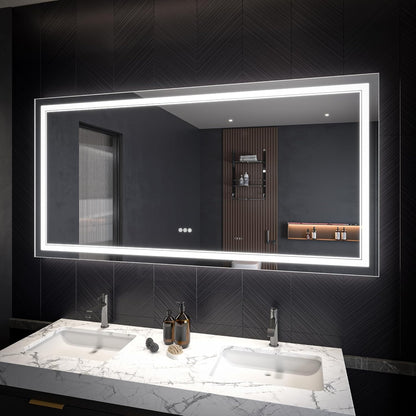 LED Bathroom Mirror – Anti-Fog, Dimmable Front & Backlit Wall Mirror 36” x 72"