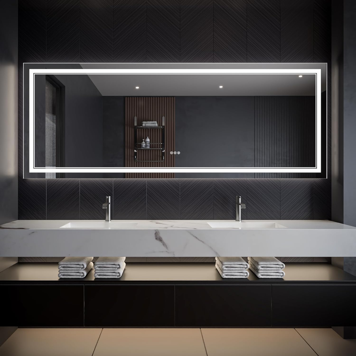 LED Bathroom Mirror – Anti-Fog, Dimmable Front & Backlit Wall Mirror 32” x 84"
