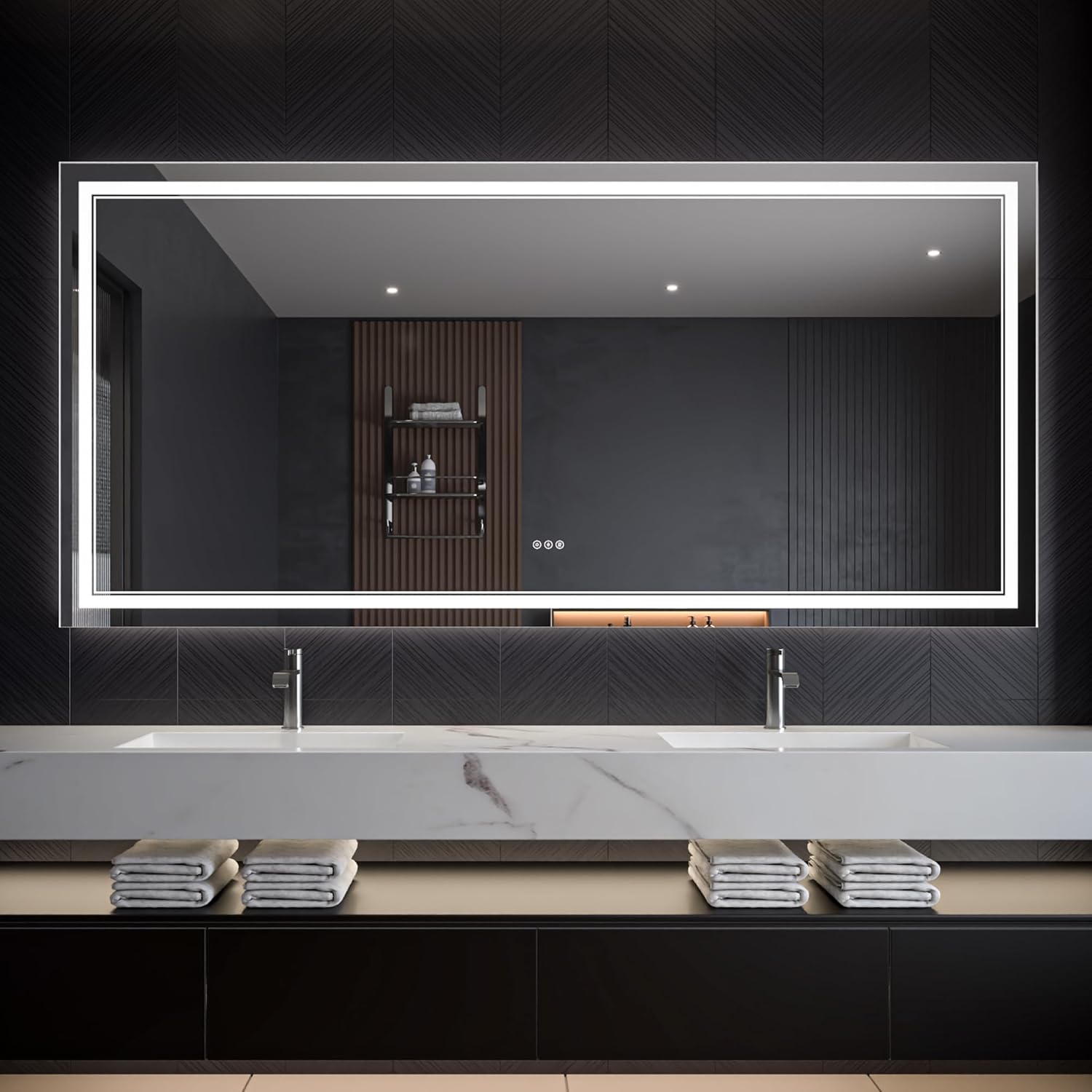 LED Bathroom Mirror – Anti-Fog, Dimmable Front & Backlit Wall Mirror 40” x 84"