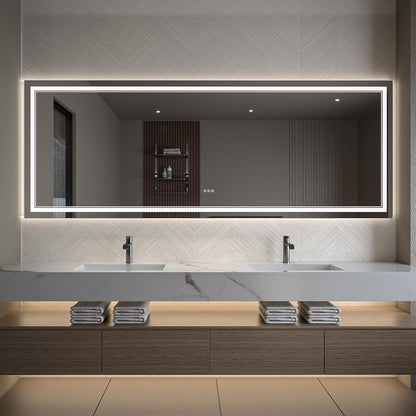 LED Bathroom Mirror – Anti-Fog, Dimmable Front & Backlit Wall Mirror 36” x 96"