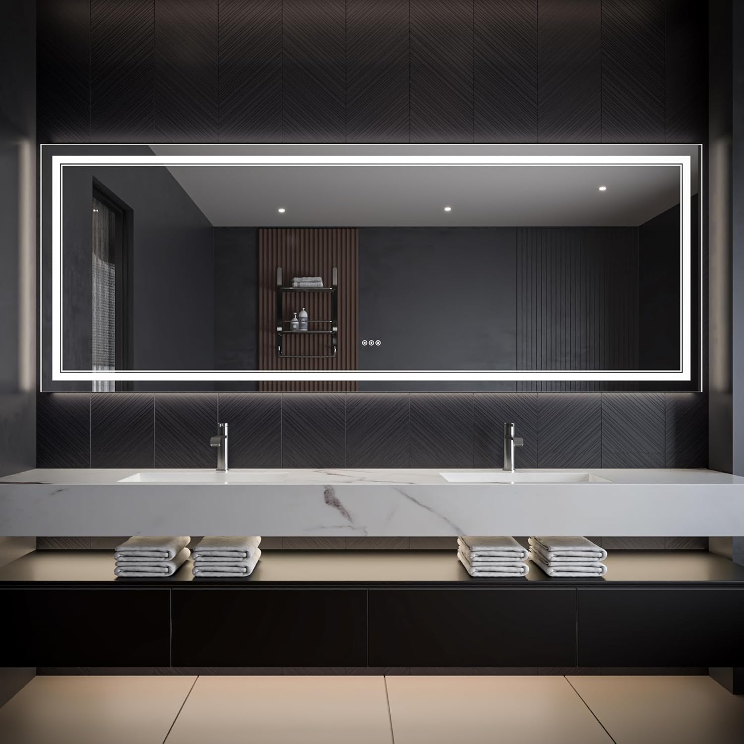 LED Bathroom Mirror – Anti-Fog, Dimmable Front & Backlit Wall Mirror 36” x 96"