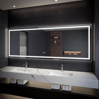LED Bathroom Mirror – Anti-Fog, Dimmable Front & Backlit Wall Mirror 36” x 96"