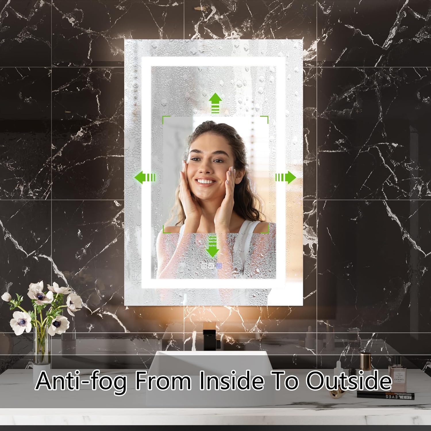 LED Medicine Cabinet with Right-Swing Door, Anti-Fog Mirror, Dimmable Lighting & Built-In Outlets 24" x 36"