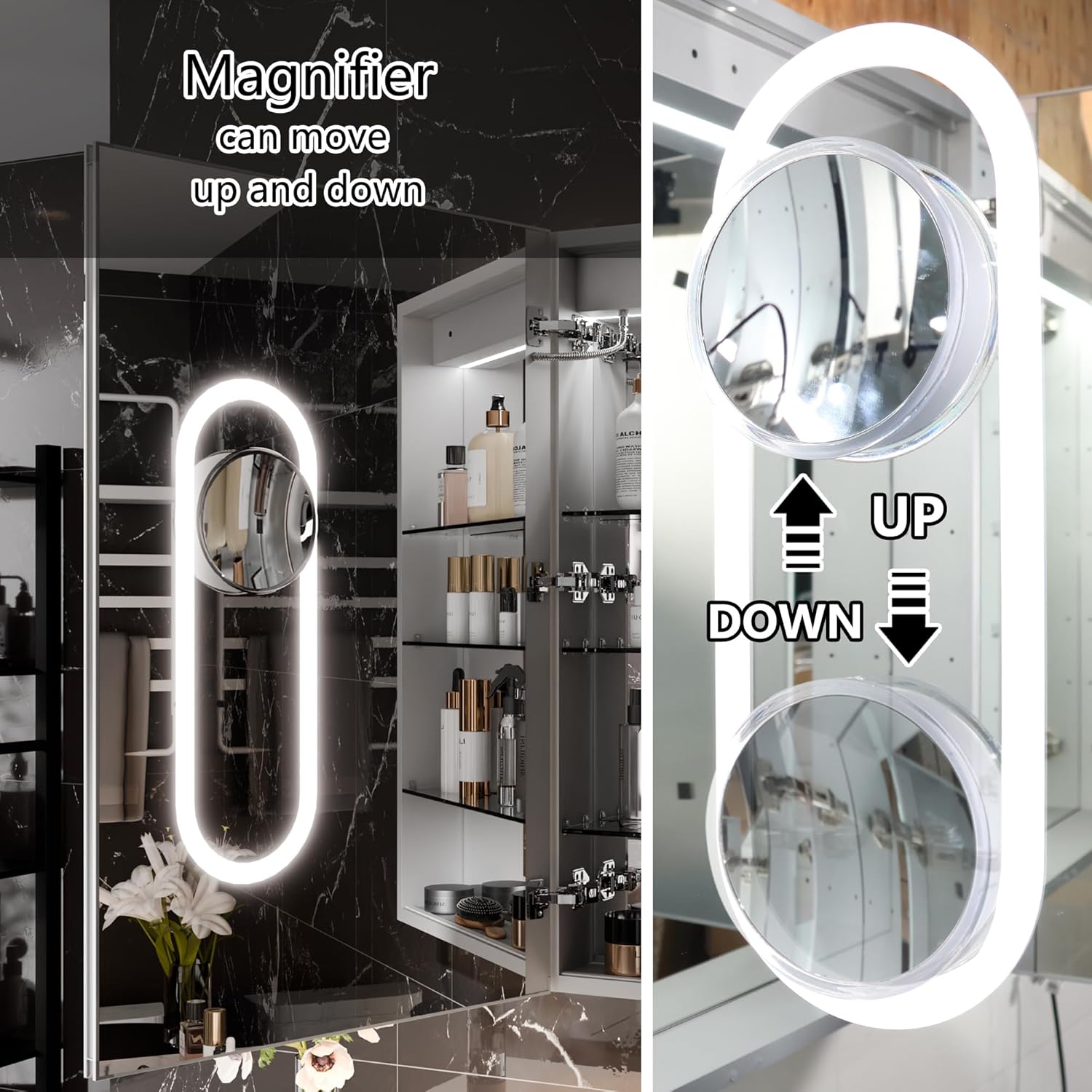 LED Medicine Cabinet with Left-Swing Door, Anti-Fog Mirror, Dimmable Lighting & Built-In Outlets 24" x 36"