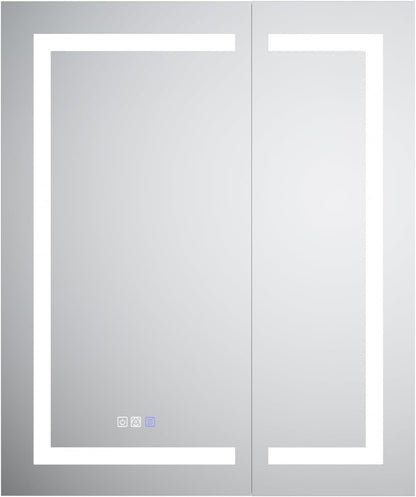 LED Medicine Cabinet with Anti-Fog Mirror, Dimmable Lighting & Built-In Outlets 30" x 36" Double Door
